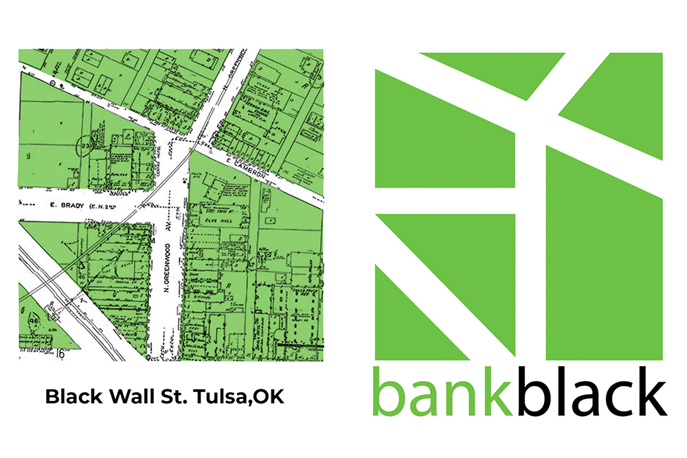 BankBlackUSA logo, modeled after the street view of Black Wall Street